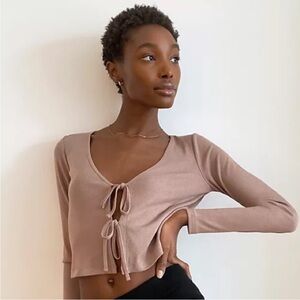 Aritzia Wilfred Light Blue Tie-front Cardigan